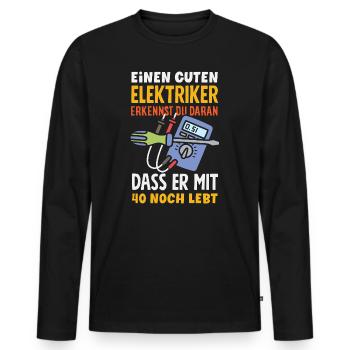 Elektriker Mit 40 Noch Lebt - Männer Premium Bio Langarmshirt - Schwarz - Vorne - Nico (187cm)