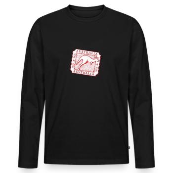 Australische Känguru-Briefmarkenkunst - Männer Premium Bio Langarmshirt - Schwarz - Vorne - Nico (187cm)