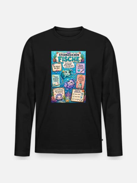Sternzeichen Fische – Träumerisch und kreativ - Männer Premium Bio Langarmshirt - Schwarz