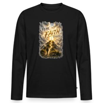 Fear_faides_faith - Männer Premium Bio Langarmshirt - Schwarz - Vorne - Nico (187cm)