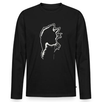 Katzensilhouette | Minimalistisches Design - Männer Premium Bio Langarmshirt - Schwarz - Vorne - Nico (187cm)