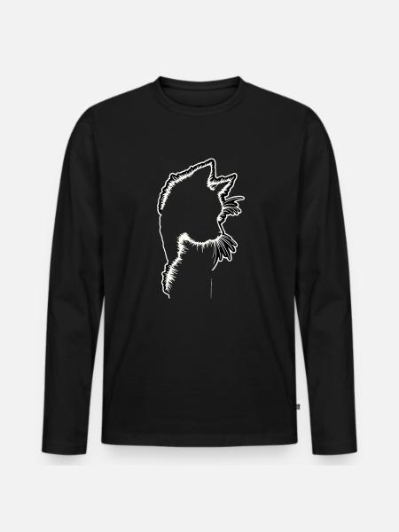 Katzensilhouette | Minimalistisches Design - Männer Premium Bio Langarmshirt - Schwarz