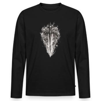 Flaming Skull Sword Gothic Grafik - Männer Premium Bio Langarmshirt - Schwarz - Vorne - Nico (187cm)