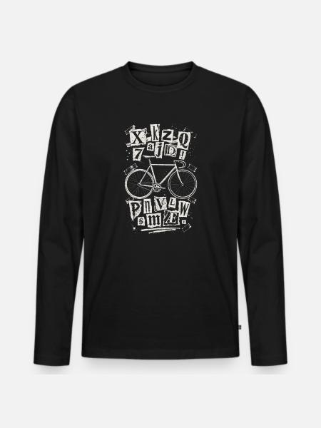 Bicycle Letters Grunge Bike - Men's Premium Organic Long Sleeve Shirt - black