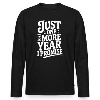 Nur noch ein Jahr, das verspreche ich - Männer Premium Bio Langarmshirt - Schwarz - Vorne - Nico (187cm)