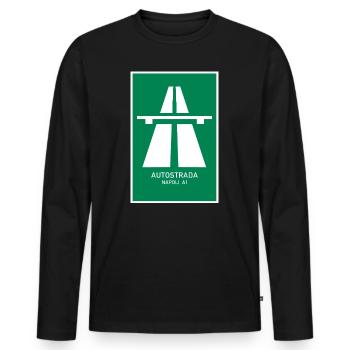 Autostrada Napoli A1 Vintage Poster - Männer Premium Bio Langarmshirt - Schwarz - Vorne - Nico (187cm)