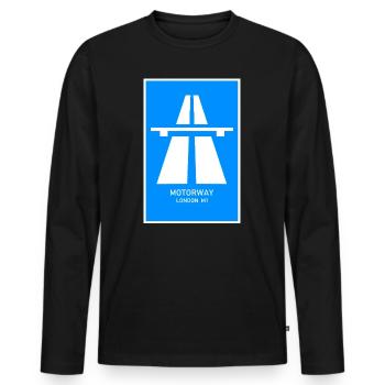 Affiche vintage de la M1 de l’autoroute de Londres - T-shirt manches longues Premium bio Homme - noir - Devant - Nico (187cm)