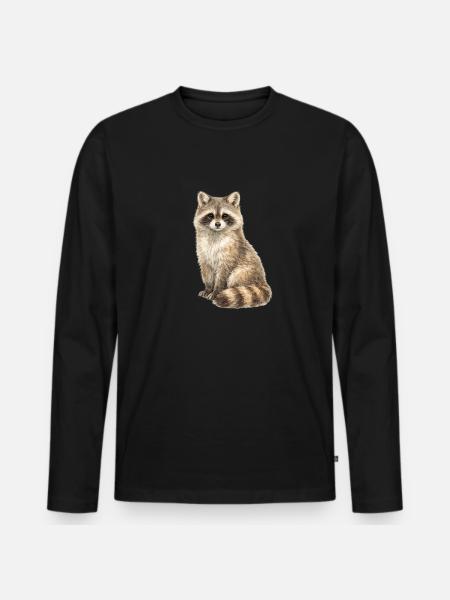 Raccoon in the dream forest - Men's Premium Organic Long Sleeve Shirt - black