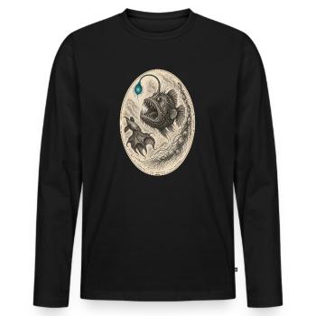Monstre des profondeurs marines – illustration - T-shirt manches longues Premium bio Homme - noir - Devant - Nico (187cm)