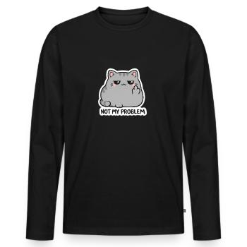 Not My Problem Cat Sticker - Men's Premium Organic Long Sleeve Shirt - black - Front - Nico (187cm)