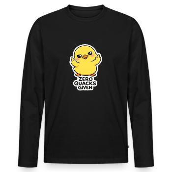 Chick With Attitude Zero Quacks - Men's Premium Organic Long Sleeve Shirt - black - Front - Nico (187cm)