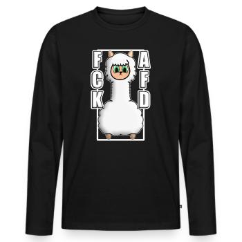 ACK AFD ALPAKA Antifa GEGEN NAZIS Protest links - Männer Premium Bio Langarmshirt - Schwarz - Vorne - Nico (187cm)