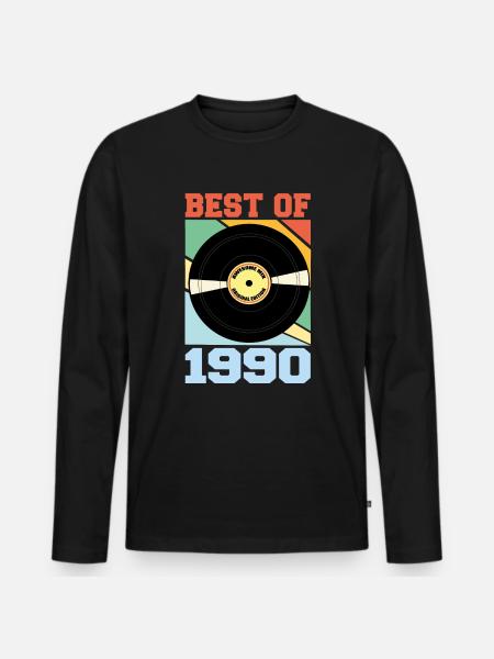 Best of 1990 - Männer Premium Bio Langarmshirt - Schwarz