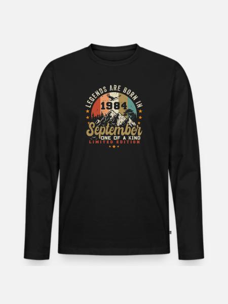 Septembre 1984, né en 1984 - T-shirt manches longues Premium bio Homme - noir