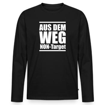 Aus dem Weg NON-TARGET! - Männer Premium Bio Langarmshirt - Schwarz - Vorne - Nico (187cm)