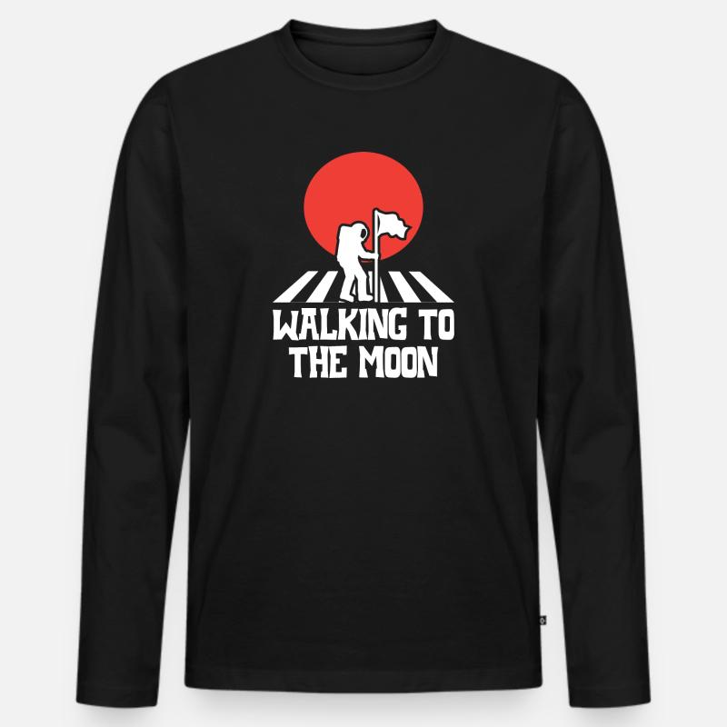 Walking to the Moon - Männer Premium Bio Langarmshirt - Schwarz