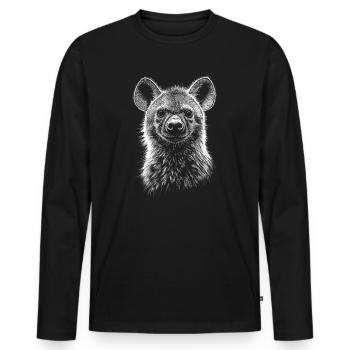 Hyène, Hyène tachetée, Portrait, Faune, Afrique, Animaux - T-shirt manches longues Premium bio Homme - noir - Devant - Nico (187cm)