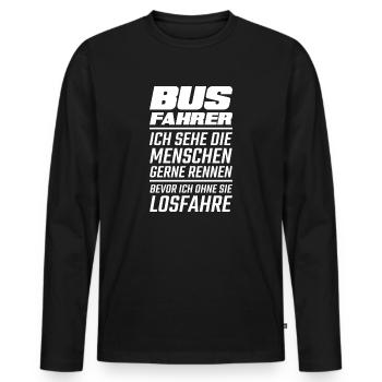 Busfahrer ich sehe die menschen gerne rennen - Männer Premium Bio Langarmshirt - Schwarz - Vorne - Nico (187cm)