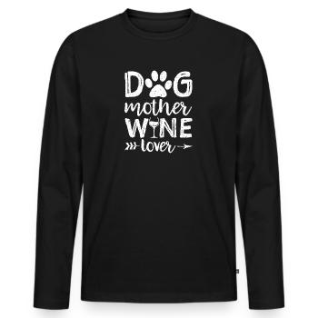 Amoureux du vin - T-shirt manches longues Premium bio Homme - noir - Devant - Nico (187cm)