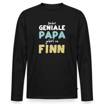 Dieser Geniale Papa Gehört Zu Finn - Männer Premium Bio Langarmshirt - Schwarz - Vorne - Nico (187cm)