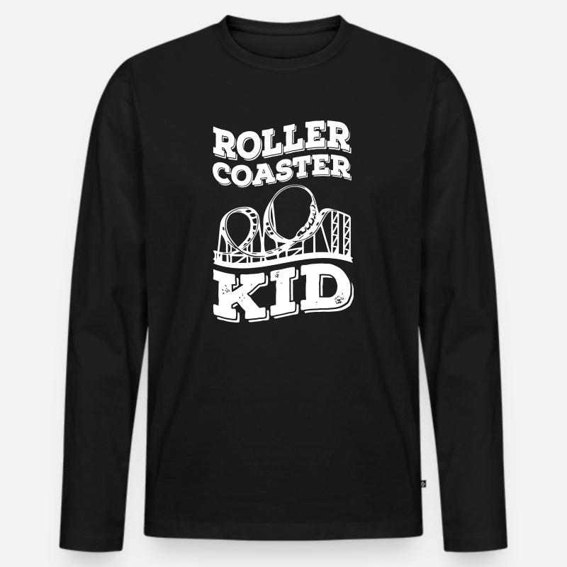 Roller Coaster Kids - Männer Premium Bio Langarmshirt - Schwarz