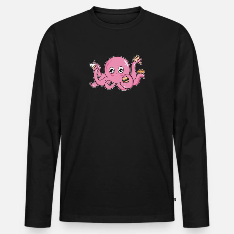 Octopus eis tintenfisch multitasking fast food - Männer Premium Bio Langarmshirt - Schwarz