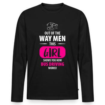 Bus Chauffeur de bus Autobus scolaire Chauffeur de bus - T-shirt manches longues Premium bio Homme - noir - Devant - Nico (187cm)