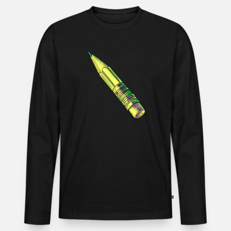 Bleistift gelb - Männer Premium Bio Langarmshirt - Schwarz