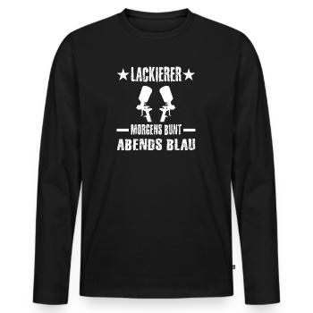 Lackierer - Männer Premium Bio Langarmshirt - Schwarz - Vorne - Nico (187cm)