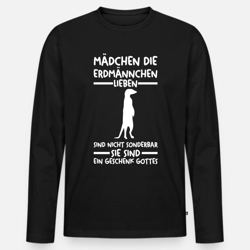 Erdmännchen - Männer Premium Bio Langarmshirt - Schwarz