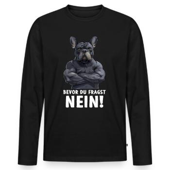 Bouledogue Français Chien Frenchie Avant de demander - T-shirt manches longues Premium bio Homme - noir - Devant - Nico (187cm)