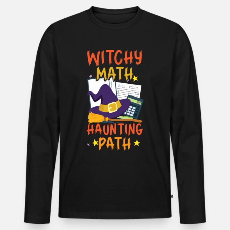 Hexenmathe Spukpfad Buchhalter Halloween - Männer Premium Bio Langarmshirt - Schwarz