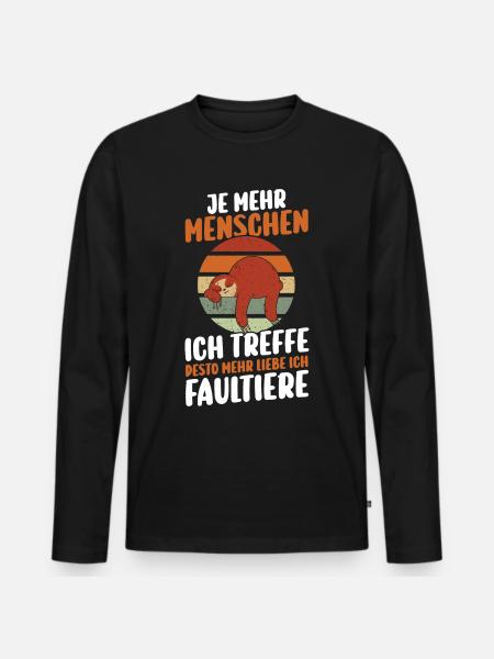 Faultier - Männer Premium Bio Langarmshirt - Schwarz