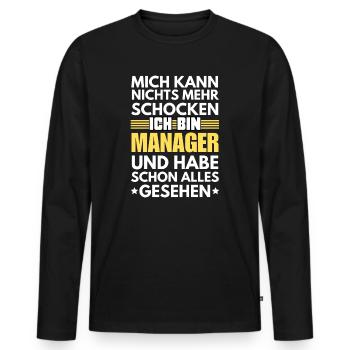Gestionnaire non choquable - T-shirt manches longues Premium bio Homme - noir - Devant - Nico (187cm)