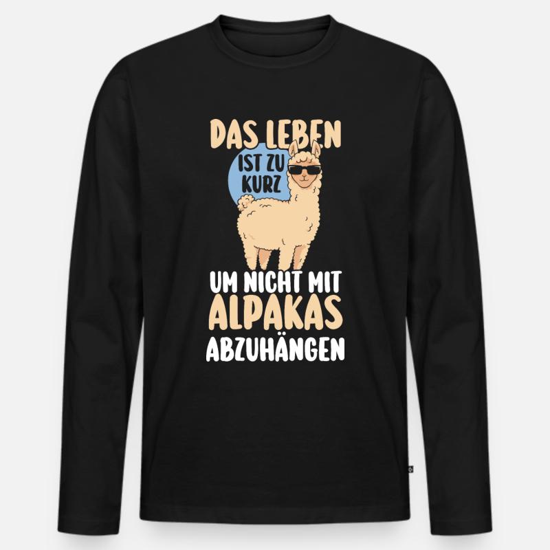 Alpaka - Männer Premium Bio Langarmshirt - Schwarz