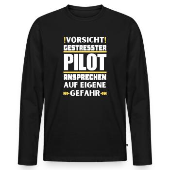 Ne parlez pas à un pilote stressé ! - T-shirt manches longues Premium bio Homme - noir - Devant - Nico (187cm)