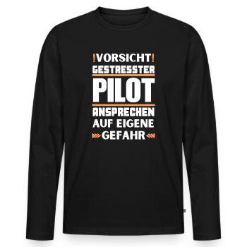 Ne parlez pas à un pilote stressé ! - T-shirt manches longues Premium bio Homme - noir - Devant - Nico (187cm)