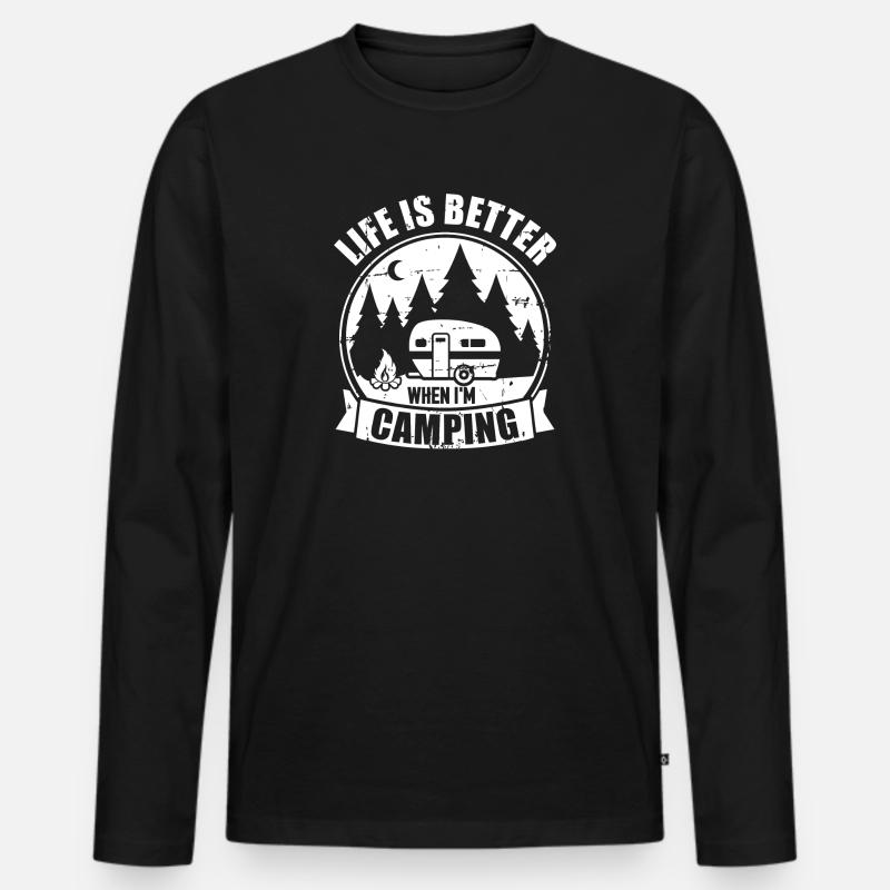 Wohnwagen - Männer Premium Bio Langarmshirt - Schwarz