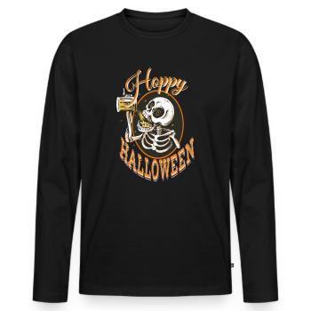 Bier Trinkspruch Hoppy Halloween - Männer Premium Bio Langarmshirt - Schwarz - Vorne - Nico (187cm)