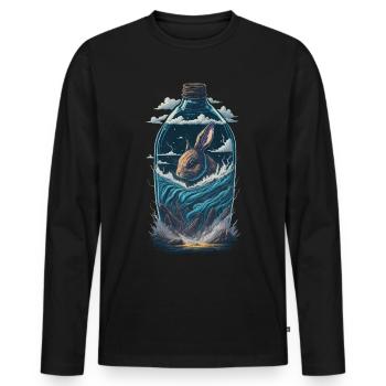 Bouteille de lapin - T-shirt manches longues Premium bio Homme - noir - Devant - Nico (187cm)