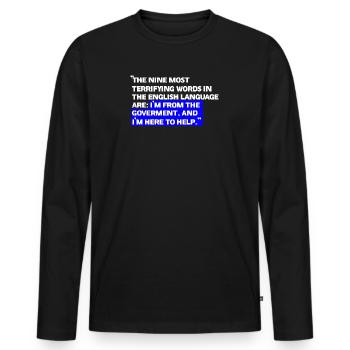Paradoxical State Aid Quotes - Men's Premium Organic Long Sleeve Shirt - black - Front - Nico (187cm)
