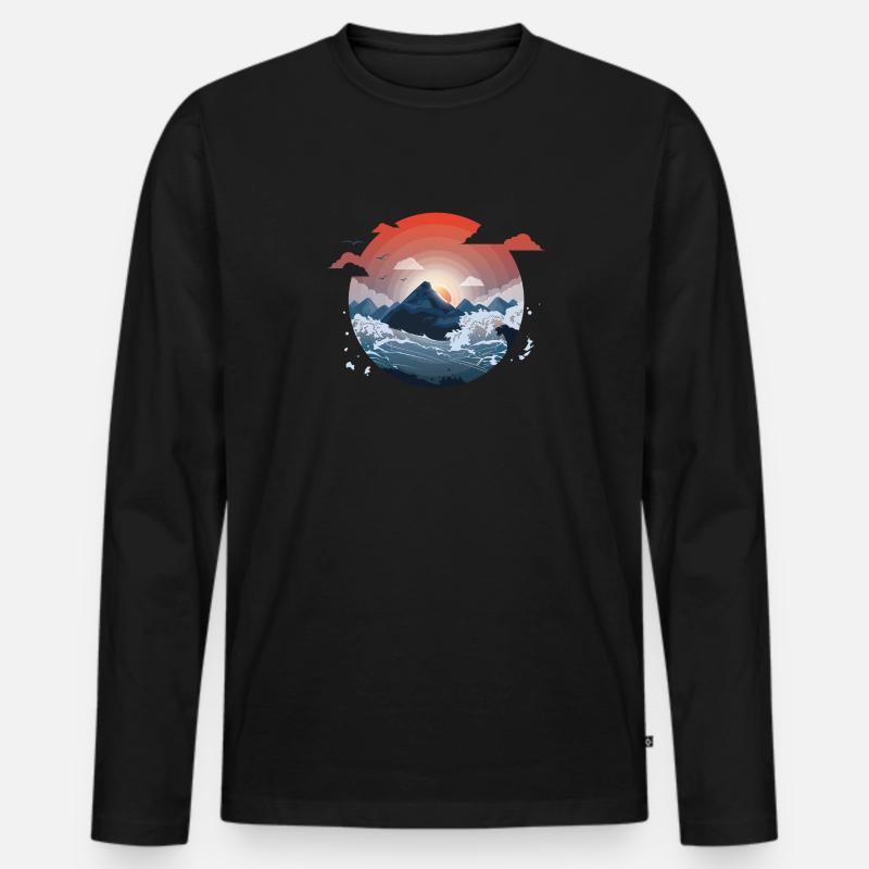 Umgeben vom Sturm - Männer Premium Bio Langarmshirt - Schwarz