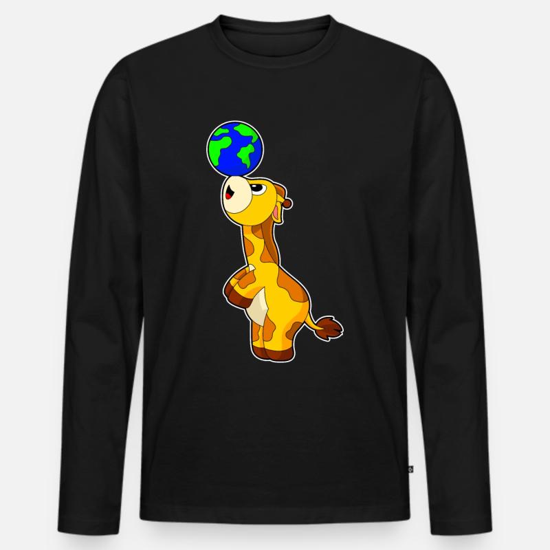 Giraffe Erde - Männer Premium Bio Langarmshirt - Schwarz