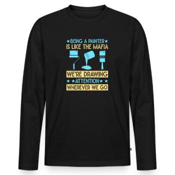 House Painter Dad Unique Gifts - Men's Premium Organic Long Sleeve Shirt - black - Front - Nico (187cm)
