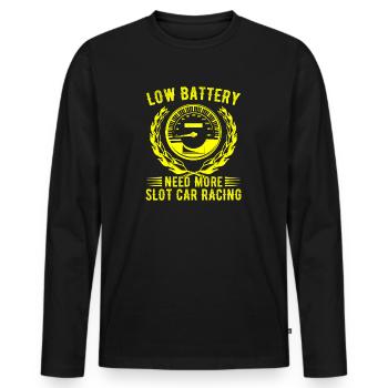 Low Battery Need More Slot Car Racing Racer Gift - Men's Premium Organic Long Sleeve Shirt - black - Front - Nico (187cm)