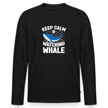 Keep Calm & Watching Whale Marine Aquarist gift - Männer Premium Bio Langarmshirt - Schwarz - Vorne - Nico (187cm)