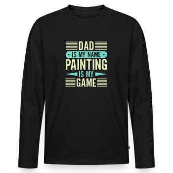 House Painter Dad Unique Gifts - Men's Premium Organic Long Sleeve Shirt - black - Front - Nico (187cm)
