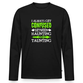 Paranormal Ghost Hunter Confused Haunting Taunting - Männer Premium Bio Langarmshirt - Schwarz - Vorne - Nico (187cm)
