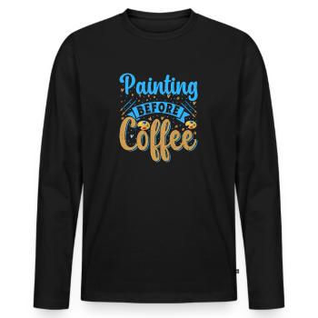 Artist Painter Graphic Painting Before Coffee Gift - Männer Premium Bio Langarmshirt - Schwarz - Vorne - Nico (187cm)