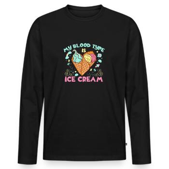 Mon groupe sanguin Glace à la crème glacée Glace glace Dessert Popsicle - T-shirt manches longues Premium bio Homme - noir - Devant - Nico (187cm)